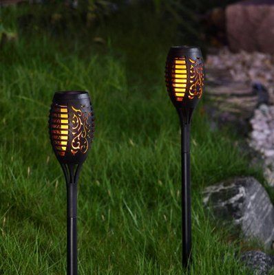 Набор 6 шт Декоративный садовый фонариков факел WUS на солнечной батарее Flame Light 96 Led 891123 фото