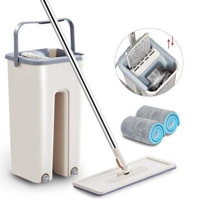 Швабра лентяйка Supretto Scratch Cleaning Mop с большим ведром и автоматическим отжимом, Spin Mop 360 435464 фото